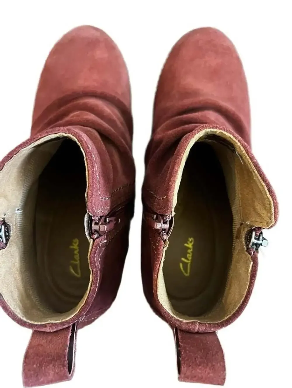 Clarks Waterproof Rust Suede Slouch Ankle Boots Womens 6 NWOT
